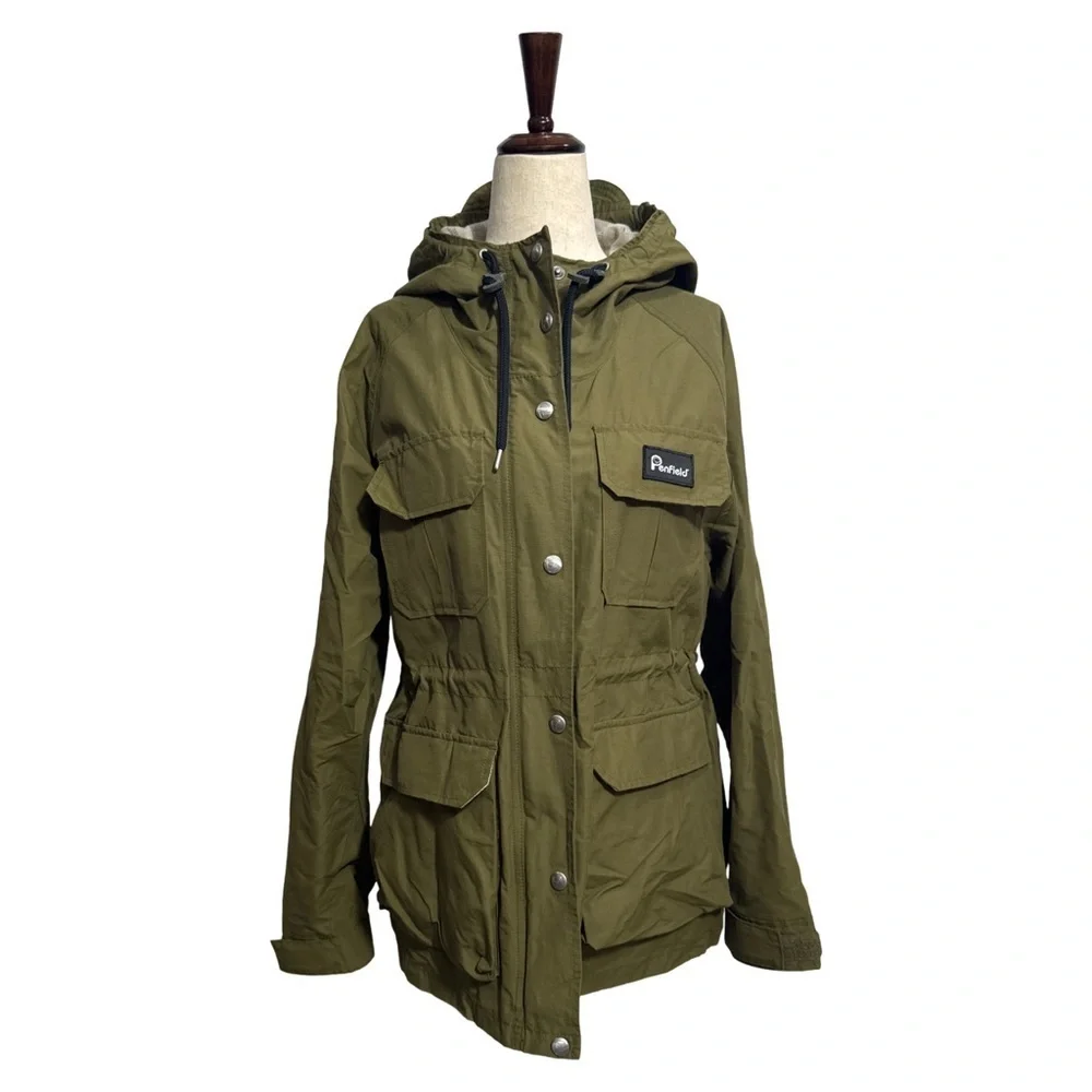 Madewell x Penfield β’ Kasson Flannel Lined Rain Field Cargo Jacket Olive Green S - Picture 5 of 16